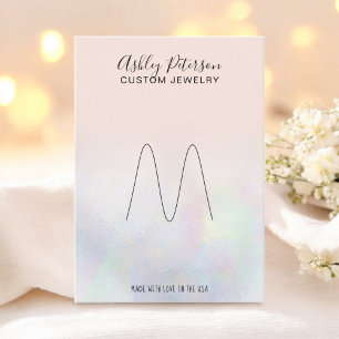 Blush pink pearl nacre jewelry ring display business card