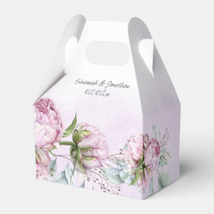 Blush Pink Peonies and Sage Greenery Wedding Favor Boxes