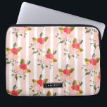 Blush Pink Peonies and Stripes Personalized Laptop Sleeve<br><div class="desc">Customizable laptop sleeve featuring pink flowers and stripes pattern. This elegant pattern is also available in variety of products.</div>