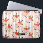 Blush Pink Peonies and Stripes Personalized Laptop Sleeve<br><div class="desc">Customizable laptop sleeve featuring pink flowers and stripes pattern. This elegant pattern is also available in variety of products.</div>
