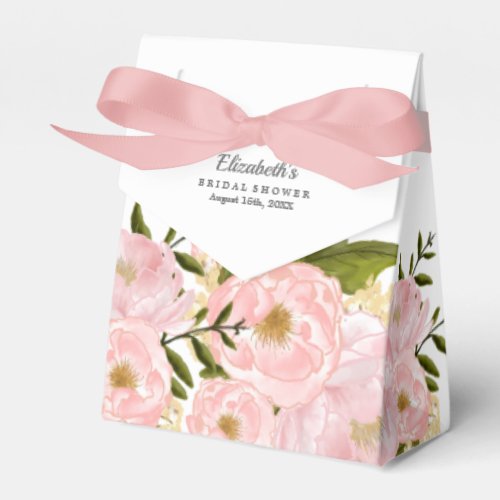 Blush Pink Peonies Bridal Shower Favor Boxes