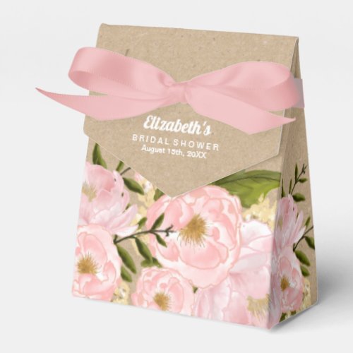 Blush Pink Peonies Bridal Shower Favor Boxes