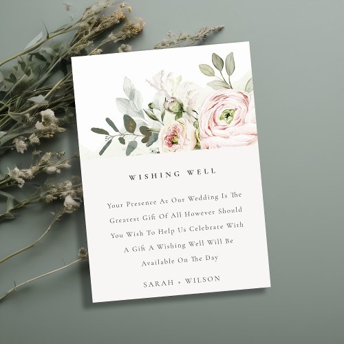 Blush Pink Peonies Eucalyptus Wedding Wishing Well Enclosure Card