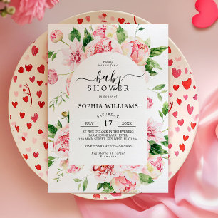 Blush Pink Peonies Flowers Baby Shower Invitation