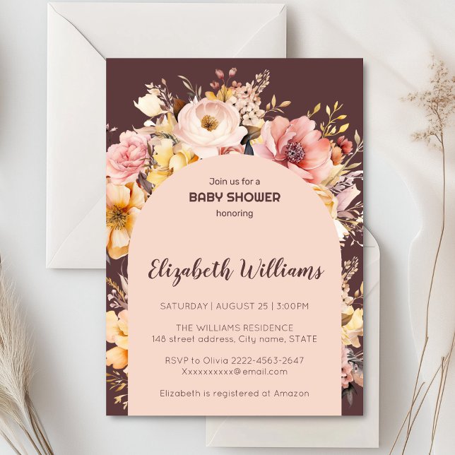 Blush pink peonies girl baby shower invitation  (Blush pink and peach peonies watercolor girl baby shower invitation )
