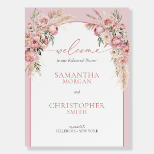 Blush pink peonies pampas welcome rehearsal foam board