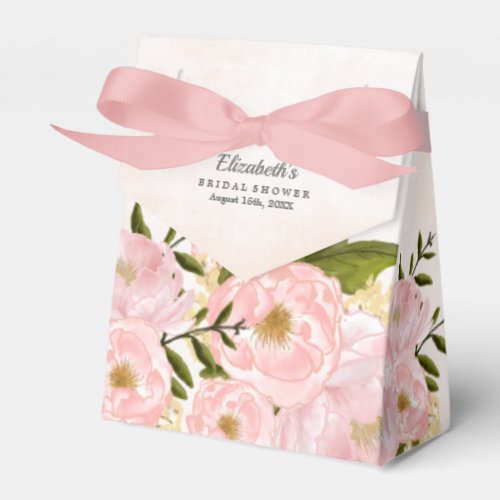 Blush Pink Peonies Watercolor Bridal Shower  Favor Boxes