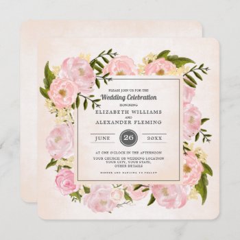 Blush Pink Peonies Watercolor Wedding Invitation by YourWeddingDay at Zazzle