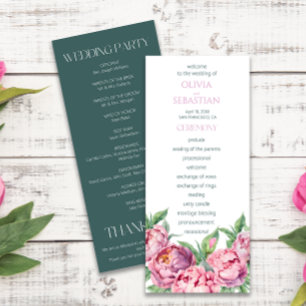 Blush Pink Peonies Watercolor Wedding Program