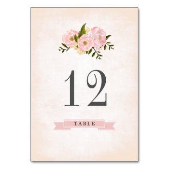 Blush Pink Peonies Watercolor Wedding  Table Number by YourWeddingDay at Zazzle