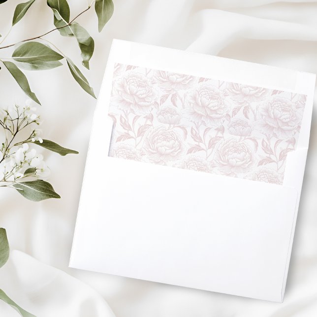 Blush Pink Peonies Wedding Envelope Liner (Creator Uploaded)