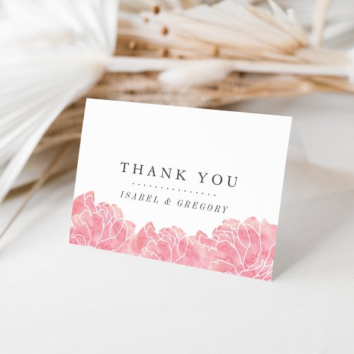 Blush Pink Peonies Wedding Thank You