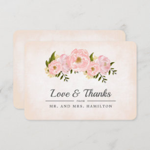Blush Pink Peonies Wedding Thank You Cards