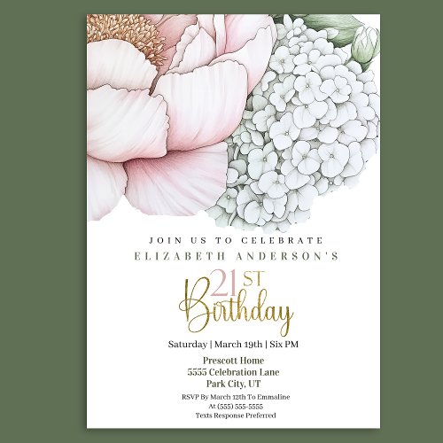 Blush Pink Peony 21st Birthday
