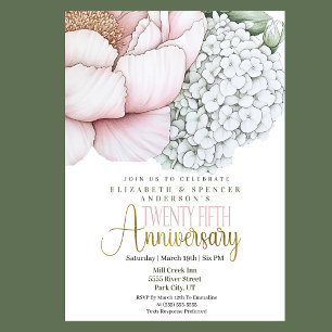 Blush Pink Peony 25th Wedding Anniversary Invitation
