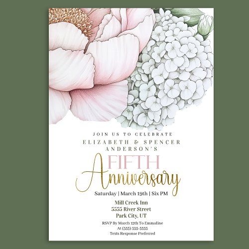 Blush Pink Peony 5th Wedding Anniversary