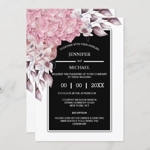 Blush pink peony bloom elegant country chic invitation