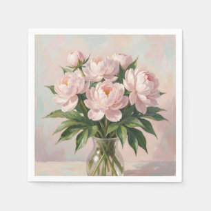 Blush Pink Peony Bouquet Romantic Floral Napkins