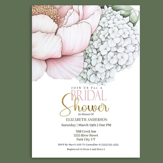 Blush Pink Peony Bridal Shower Invitation (Creator Uploaded)