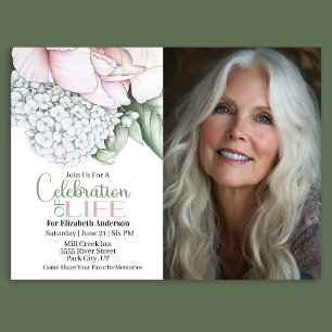 Blush Pink Peony Celebration Of Life Invitation