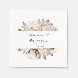 Blush Pink Peony Cotton Wedding Napkins