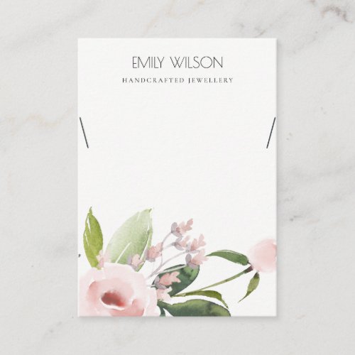 BLUSH PINK PEONY FLORA WATERCOLOR NECKLACE DISPLAY BUSINESS CARD