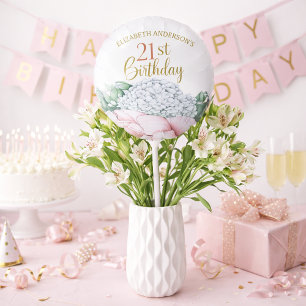 Blush Pink Peony Floral 21st Birthday Balloon