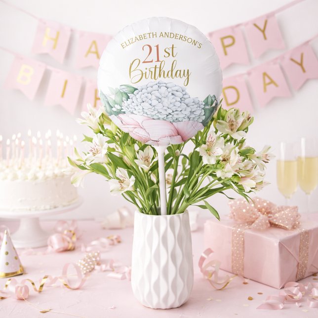 Blush Pink Peony Floral 21st Birthday  Balloon (Creator Uploaded)