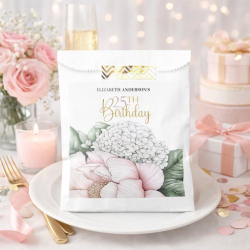 Blush Pink Peony Floral 25th Birthday  Favor Bag