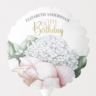 Blush Pink Peony Floral 60th Birthday Balloon