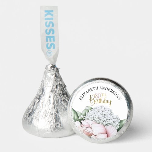 Blush Pink Peony Floral 80th Birthday  Hershey®'s Kisses®