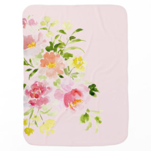 Blush pink peony floral baby blanket