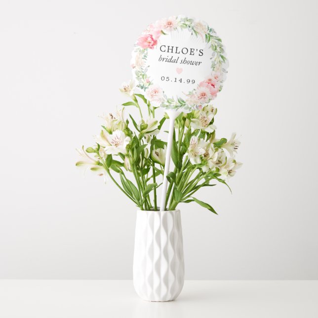 Blush Pink Peony Floral Bridal Shower Balloon (Vase)