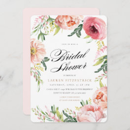 Blush Pink Peony Floral Bridal Shower Invitation