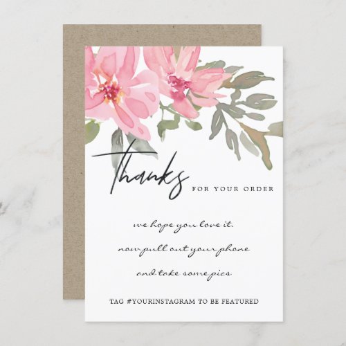 BLUSH PINK PEONY FLORAL CORPORATE BUSINESS LOGO THANK YOU CARD