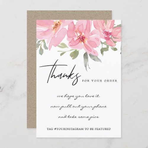 BLUSH PINK PEONY FLORAL CORPORATE BUSINESS LOGO THANK YOU CARD