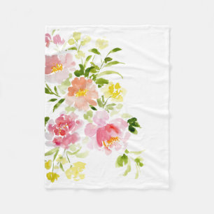 Blush pink peony floral Fleece Blanket
