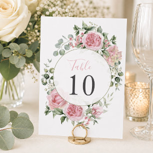 Blush Pink Peony Floral Frame Wedding Table Number