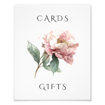 Blush Pink Peony Floral Wedding Cards & Gifts Sign