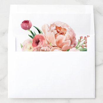 Blush Pink Peony Floral Wedding Envelope Liner by blush_printables at Zazzle