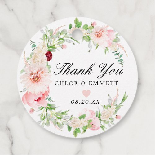 Blush Pink Peony Floral Wedding Thank You Favor Ta Favor Tags