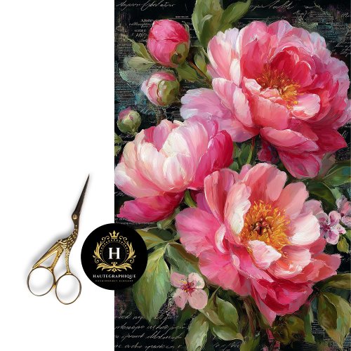 Blush Pink Peony Flower Decoupage Tissue Paper