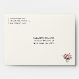 Blush Pink Peony Front Return Address Envelope