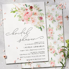 Blush Pink Peony Garden Modern Bridal Shower Invitation