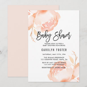 Blush Pink Peony Girl Baby Shower Invitation