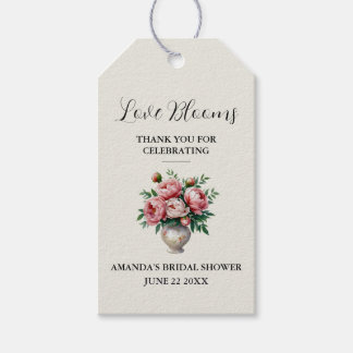 Blush Pink Peony Love Blooms Wedding Favor Gift Tags