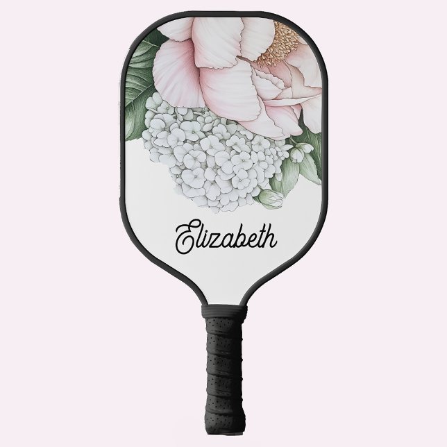 Blush Pink Peony Personalized Pickleball Paddle (Creator Uploaded)
