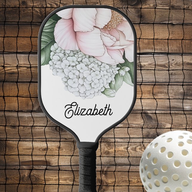 Blush Pink Peony Personalized Pickleball Paddle (Creator Uploaded)