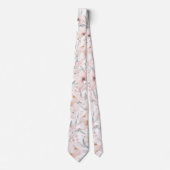 Blush Pink Peony Silver Gray Eucalyptus Wedding Neck Tie (Front)