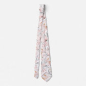 Blush Pink Peony Silver Gray Eucalyptus Wedding Neck Tie (Back)